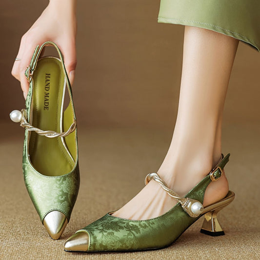 Ankle-strap Stilettos Sandals Pointed Toe Mid Heel Women's Summer