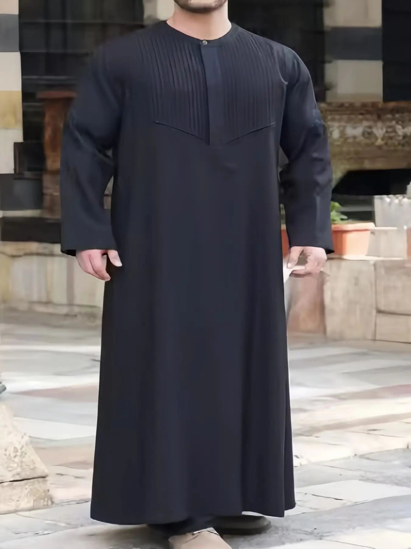 New Four Seasons Universal 100% Authentic Original Long Sleeve Muslim Robe Embroidery Zipper Craft Business Casual Men's